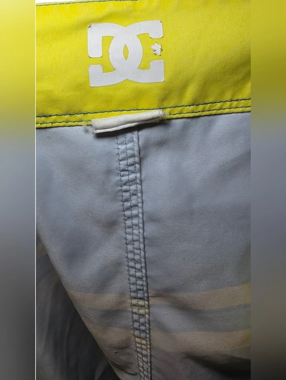 DC Shoes Men’s Blue & Gray Striped Beach Board Shorts Swim Trunks Size 34